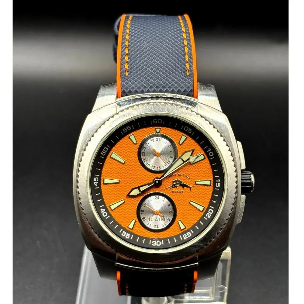 Tommy Bahama Relax RLX1057 A126 Orange Dial 24 Hour 100M 43mm Men’s Watch